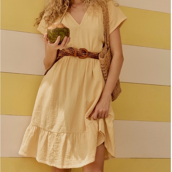 Pact Light Yellow Double Gauze 100% Organic Cotton Dress - Picture 4 of 10